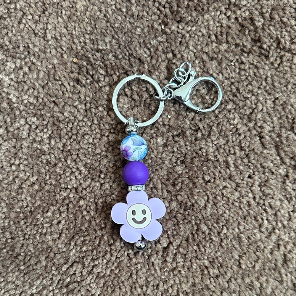 Purple Flower handmade Keychain
